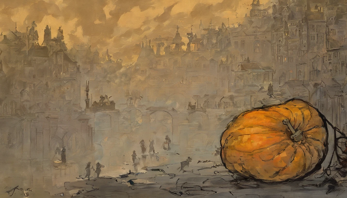 オイル, pinceladas pesadas, Goteos de pintura, Una escena hecha de calabazas, Sentado en una cocina vintage, Barroco, Dramatic contrasts between light and dark, Intensidad emocional, Tenebrismo, Bordes suaves, oil on canvas, Romanticismo, Barroco, Realismo, claroscuro, Edad de Oro holandesa, Masa, por Rembrandt van Rijn, por Rembrandt, rico, Colores profundos, Ebenenbild, which is shaded by cells, golden section, Premios ganadores, Profesional, Altamente detallado, complicado, volumetric illumination, splendid, Obra maestra, foco nítido, Profundidad de campo, Perfectcomposition, Laureado, Artstation, Acrylic, Tendencias Pixiv Fanbox, palette knife and brush strokes, 16K High Resolution, UHD