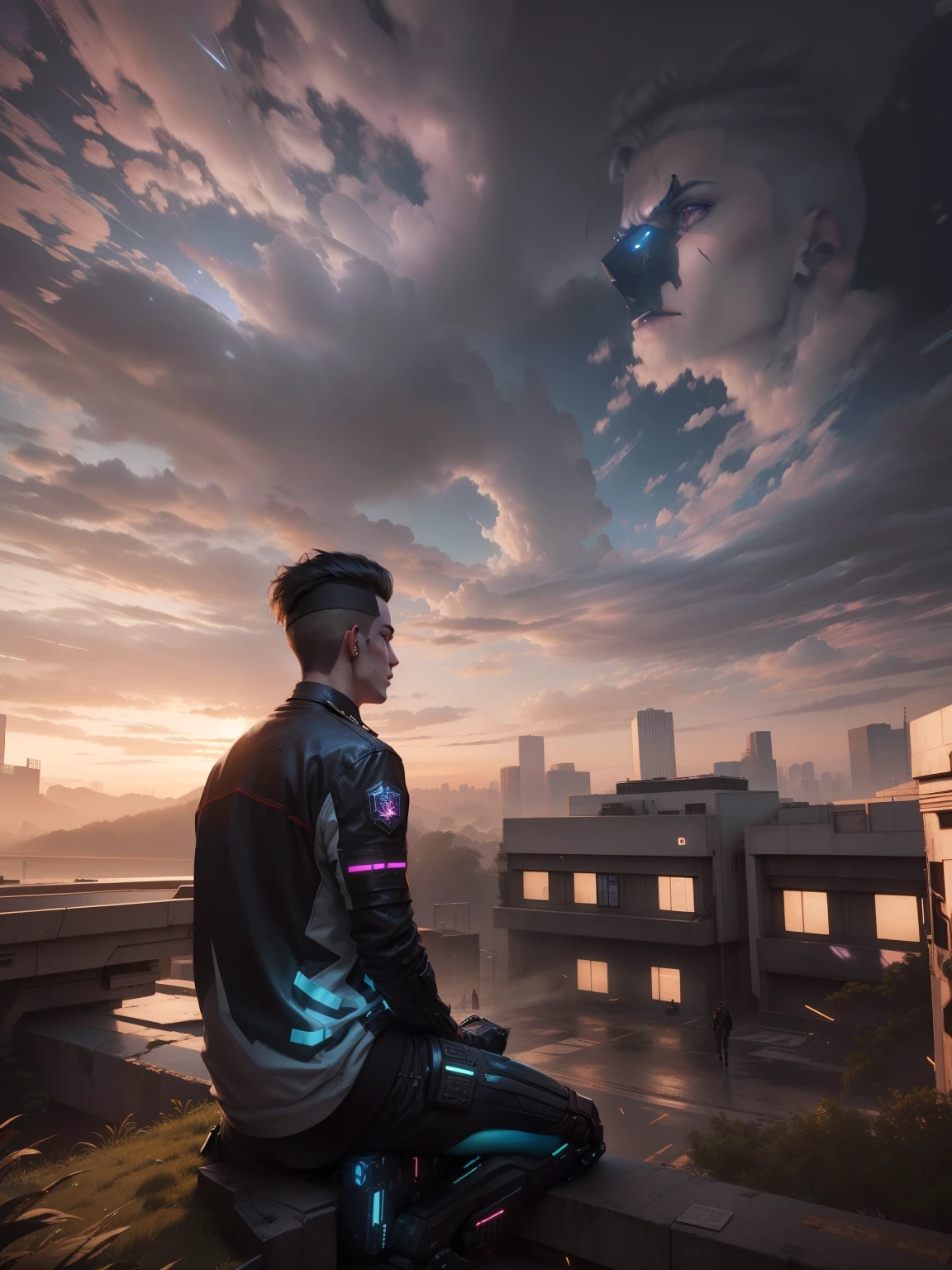 Change background cyberpunk handsome boy,realistic face,8k,ultra realistic,