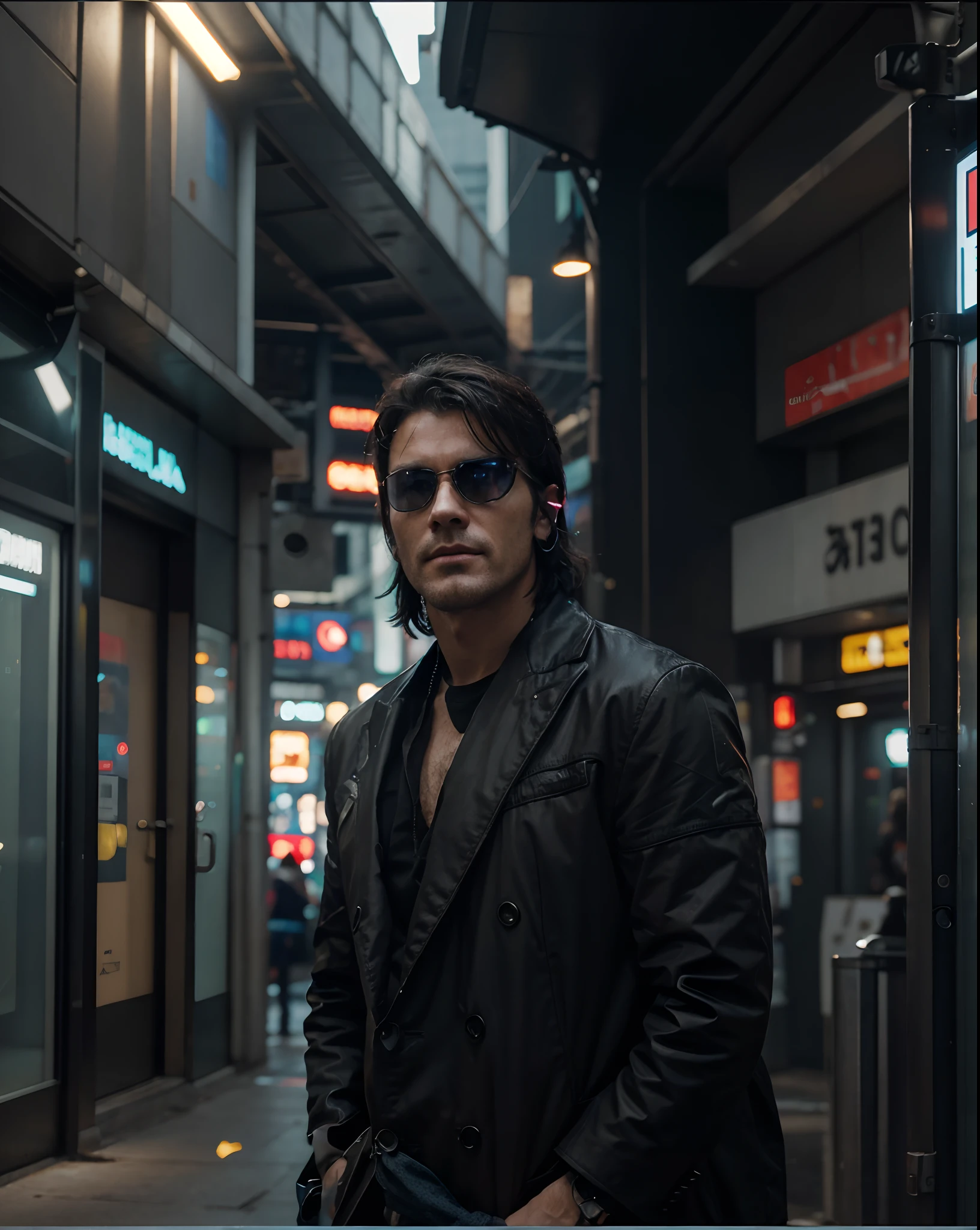 Change baground  cyberpunk handsome man  8k realistic don't face change