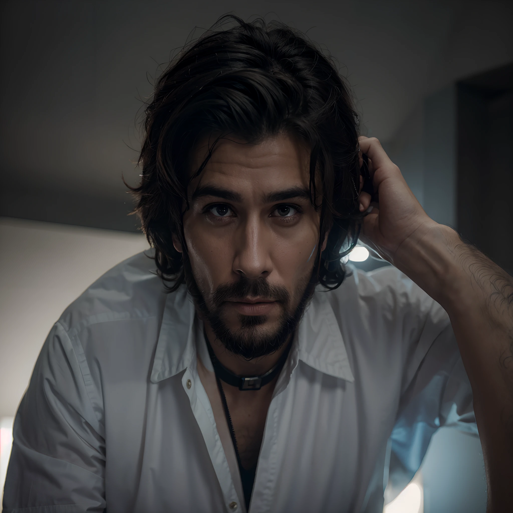 Change baground  cyberpunk handsome man  8k realistic