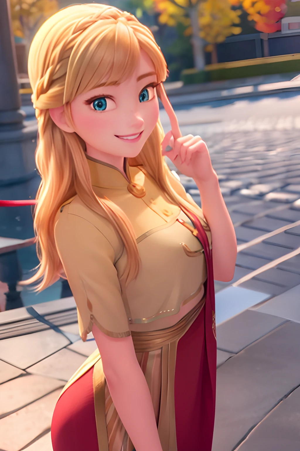 Elsa,blonde long hair
looking at viewer, smile,
