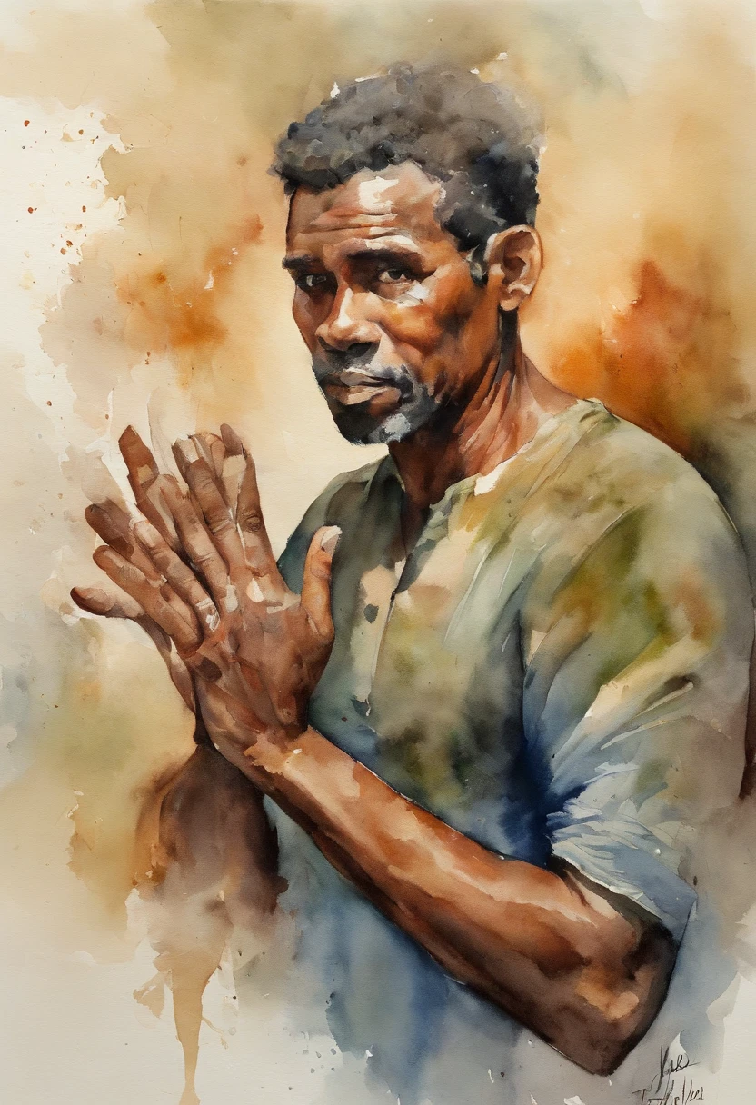 A man extending his hands forward, bem vestido, Countenance of a serious person, Showing Affection, amizade, Extending your hands forward,  palms facing up, looking-into-camera, palms facing up, Man very close to the camera,  Do not show the body below the waist, postura disciplinada.