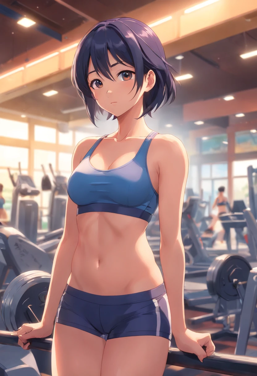 Asian gym, fitness, slim, spandex, showing boobs, nipples, cleavage, horny