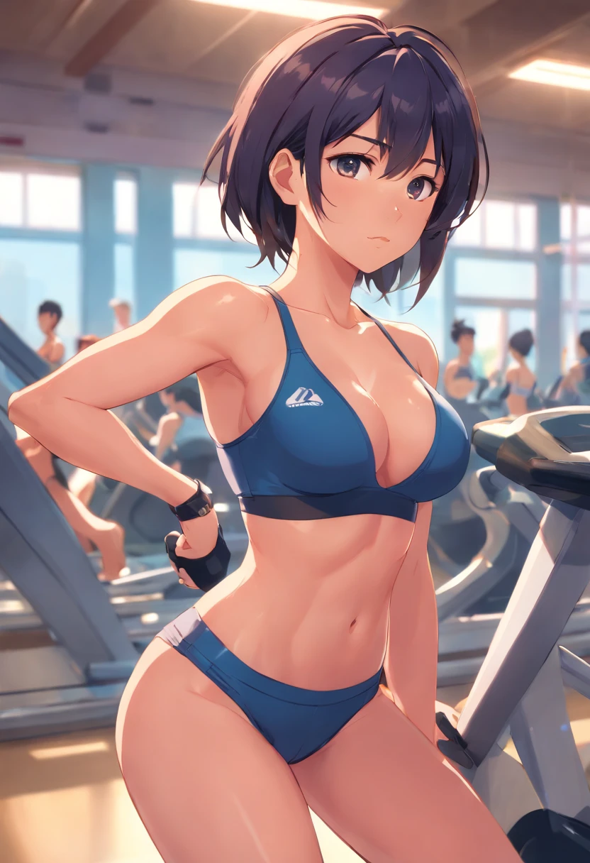Asian gym, fitness, slim, spandex, showing boobs, nipples , cleavage, horny, sweaty
