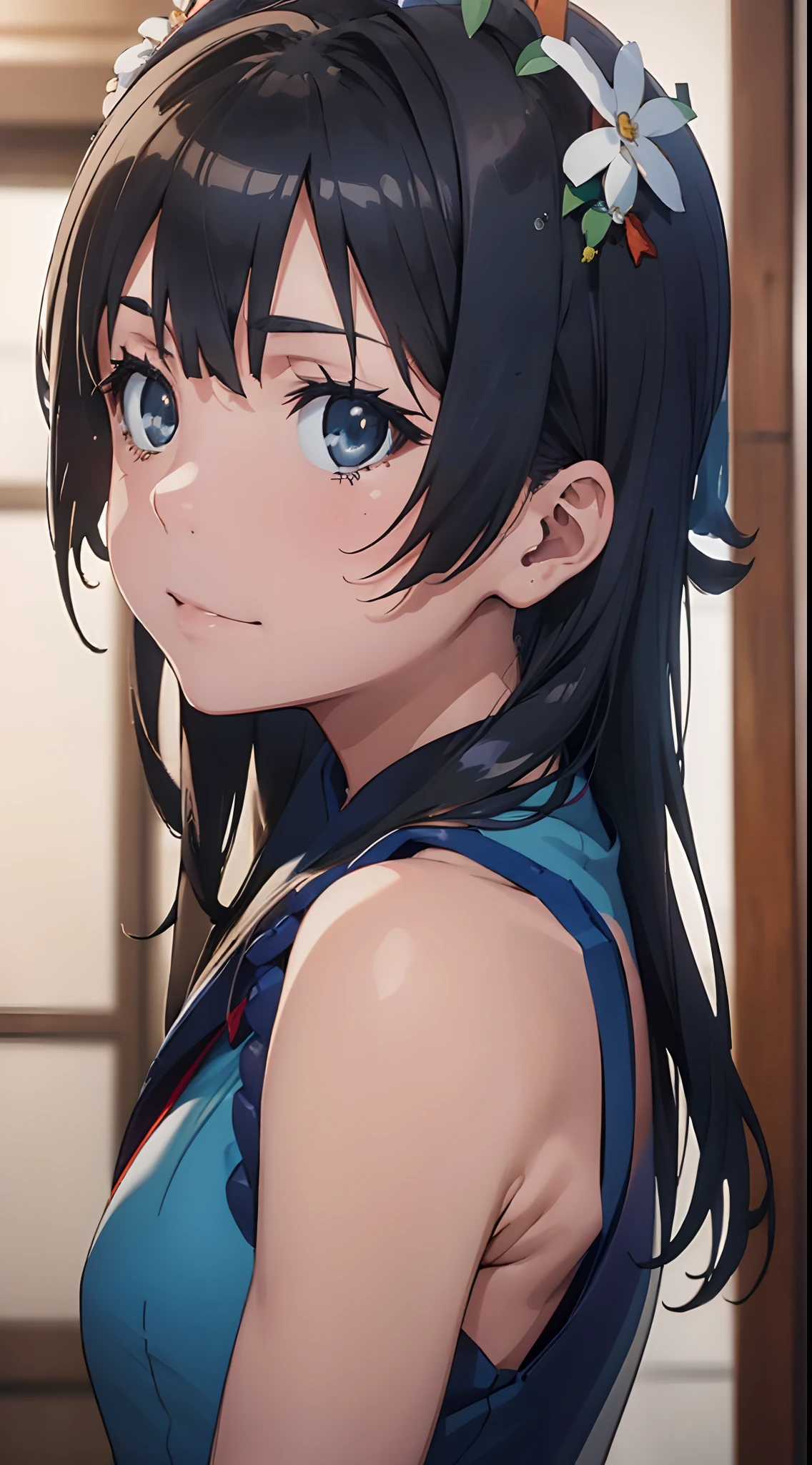 One lady,,japanes,(((Blue Sleeveless Sexy Cheongsam))),portlate,,Wet with sweat,Natural smile,Clothes are wet,(((Nariko Saten)))High quality, detail, Depth and finesse。stares at the camera。Use of fisheye lenses、Beast hairstyle ban、Maintain finger shape、impact-resistanthigh-quality, detail, Depth and 3D effects。Worthy of 16k wallpapers。The texture of the material changes.、Realistic expression.。Official art。Natural light,((Realism: 1.2)), dynamic far view shot,Cinematic lighting, Perfect composition, by sumic.Has a small, ultra-detailliert, Official art, masutepiece, (Best Quality:1.3), glint, Highly detailed CG Unity 16K wallpaper, Detailed background, masutepiece, Best Quality, (masutepiece), (Best Quality:1.4), (超A high resolution:1.2), (hyper realisitic:1.4), (Photorealistic:1.2), Best Quality, High quality, hight resolution, Detail Enhancement,((()))