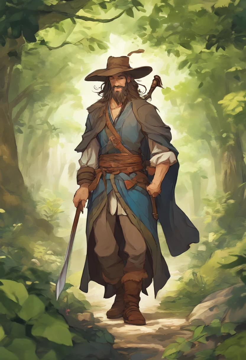 Masterpiece, Best quality, (Very detailed CG Unity 8K wallpapers), (Best quality), (Most Best Illustration), (Best shadows), Mr. Bunny, an adventurer,Wearing an explorer's hat,Carry a bag,Behind him was a dense jungle,depth of fields,Very much detail
