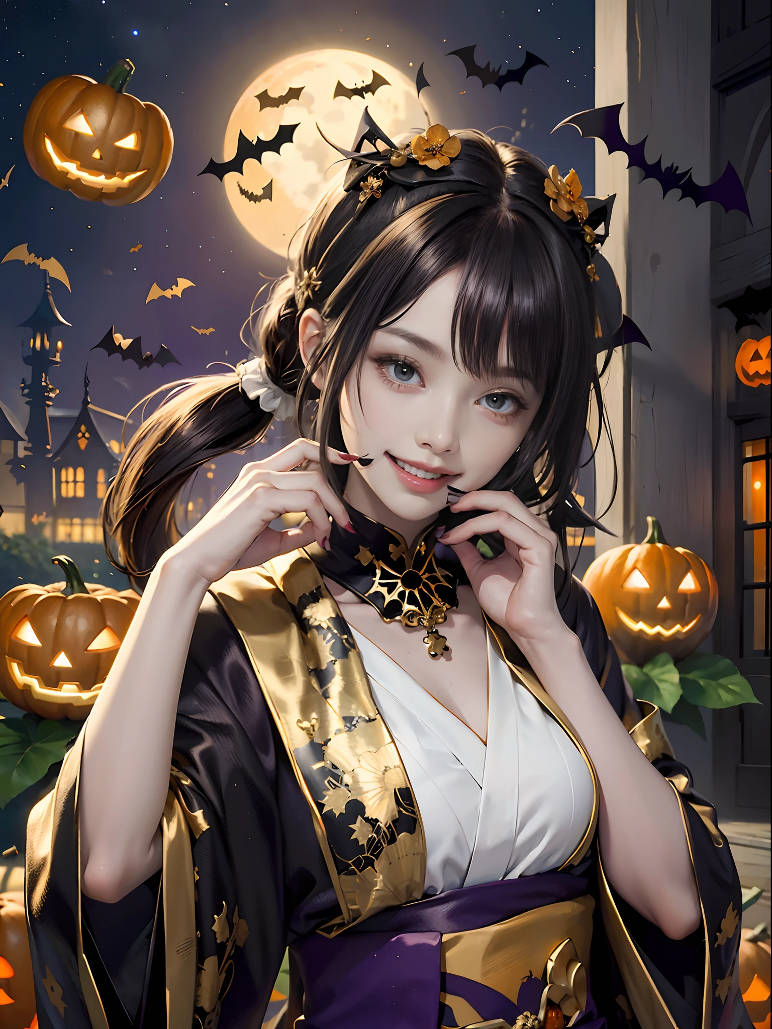 Showing fanged teeth:1.2