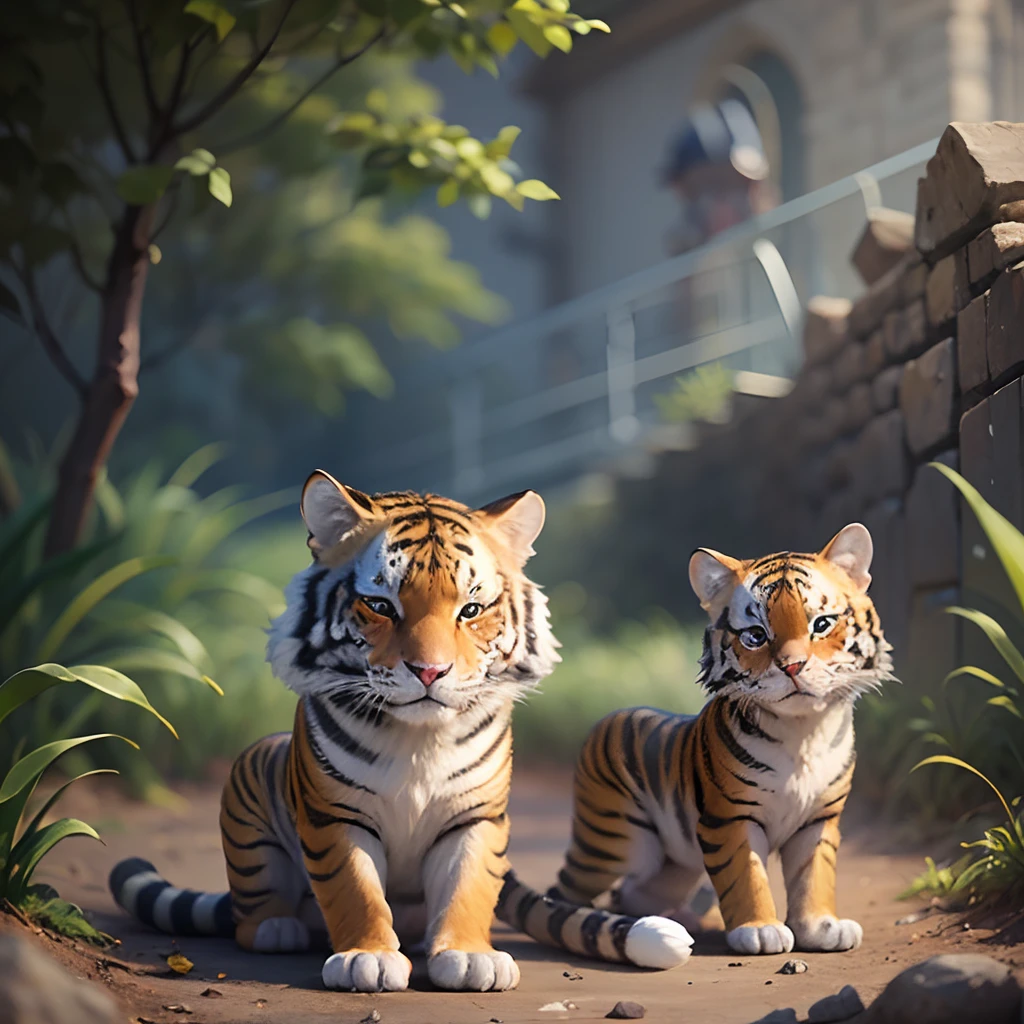 animal: pequeno tigre estilo disney, mascote cute, de roupas e oculos escuro, fundo vermelho --auto --s2