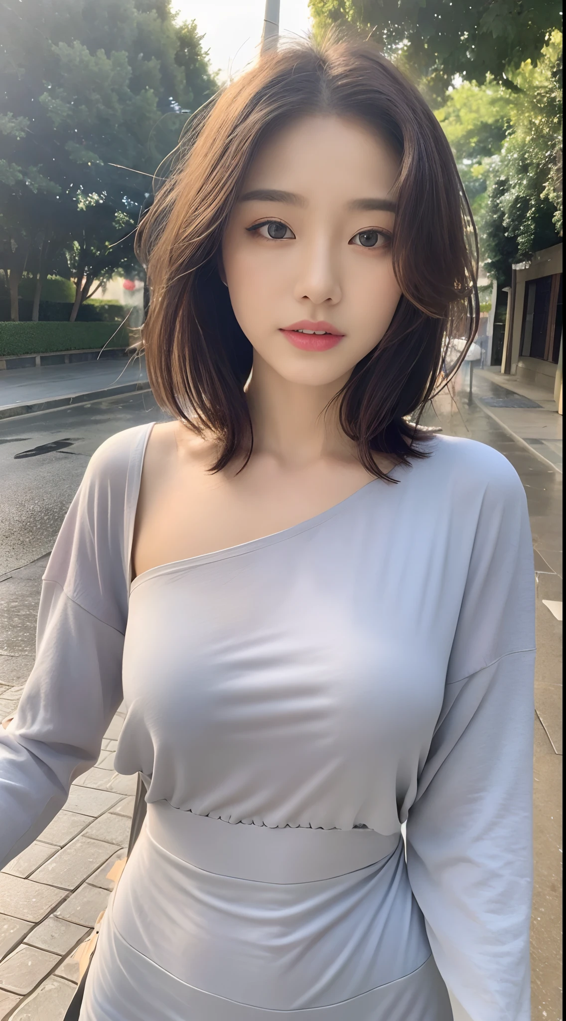 ((Best Quality, 8K, Masterpiece:1.3)), Focus: 1.2, Perfect Body Beauty: 1.4, Buttocks: 1.2, ((Layered Haircut, Breasts: 1.2)), (Wet Clothes: 1.1) , (Rain, Street:1.3), Bandeau Dress: 1.1, Highly Detailed Face and Skin Texture, Delicate Eyes, Double Eyelids, Whitened Skin, Long Hair