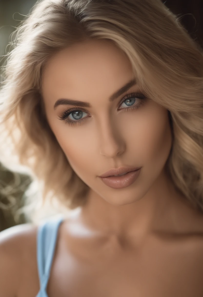 Oman with matching tank top and panties, fille sexy aux yeux bleus, Portrait Sophie Mudd, Portrait de Corinna Kopf, cheveux blonds et grands yeux, selfie of a young woman, ohne Maquillage, maquillage naturel, Look directly into the camera, Visage avec Artgram, dezentes Maquillage, Superbe photo du corps entier, dans la chambre, gros seins, Blonde, Latin