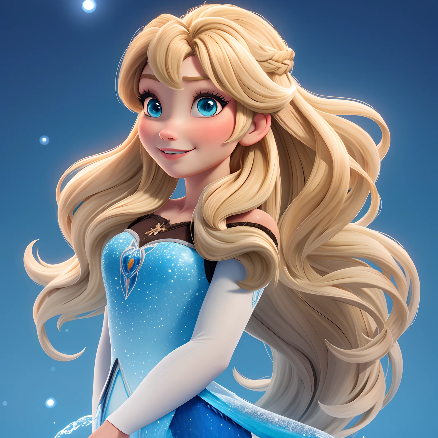 obra prima, 3d, melhor qualidade, Frozen, Dysney, Princess Anna,blonde long hair