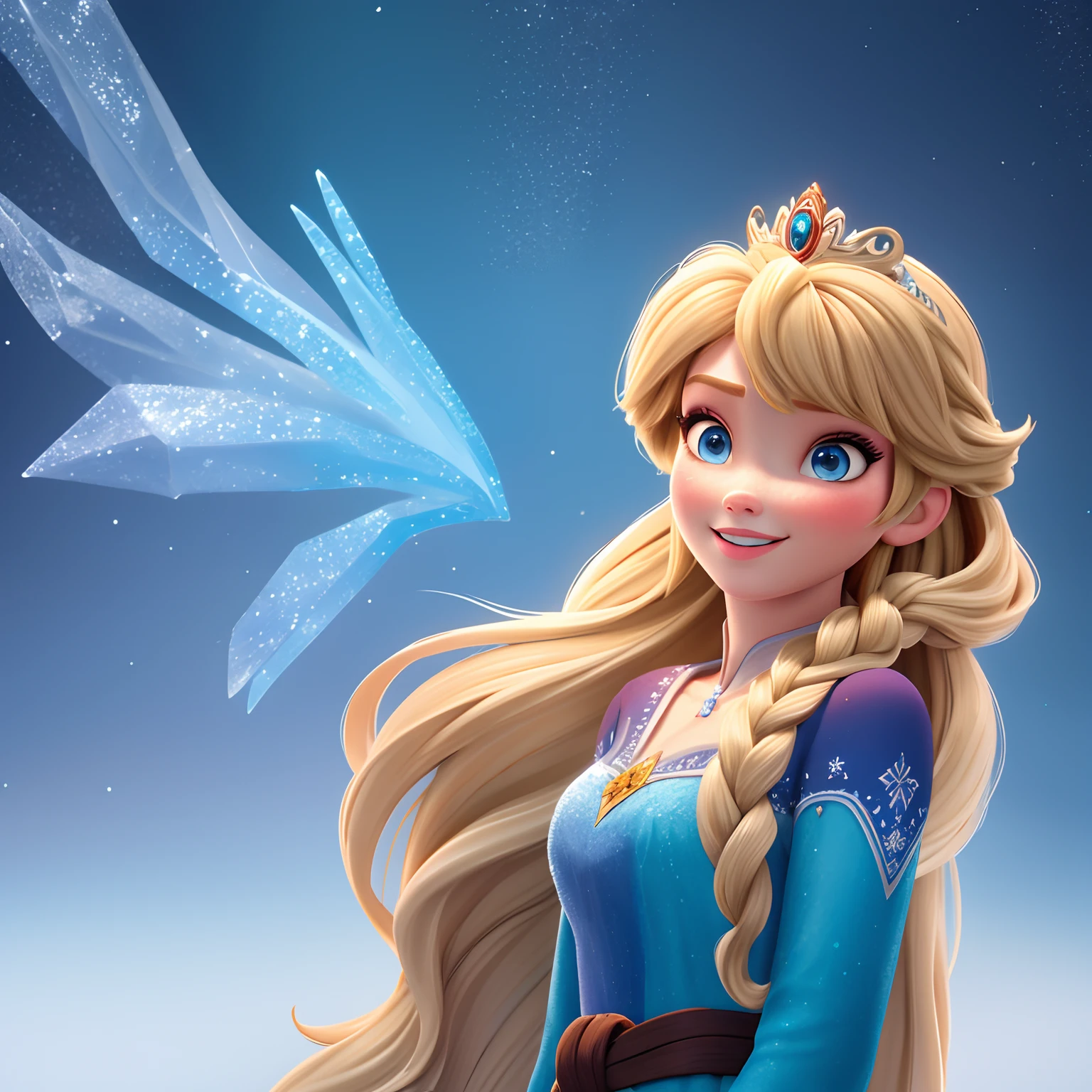 obra prima, 3d, melhor qualidade, Frozen, Dysney, Princess Anna,blonde long hair