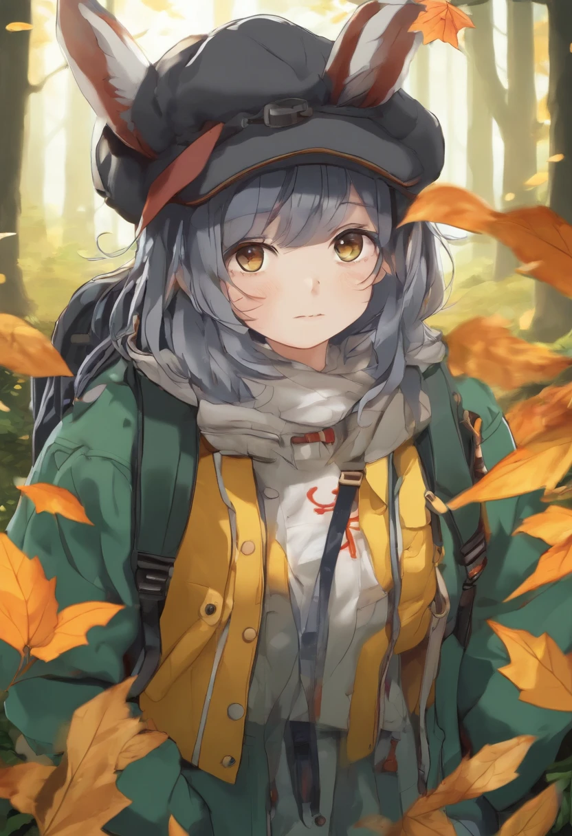 A rabbit carrying binoculars stands on the path between autumn leaves,
(Telescope hanging around neck: 1.37), (Green camping hat, carrying green backpack, shovel, camping equipment, compass,) (Curious exploration expression: 1.37), exaggerated expression, long fur, green bright big eyes, rabbit wearing fashionable green adventure clothes, green shorts, red hiking boots on feet, cute ears
Comic style, cartoon style 4D, Fox, centered, three point system,
Add a little background: dark yellow leafy forest trails, dark yellow forests, autumn forests, night lighting fog, in red dreams, really beautiful forests, beautiful forests, beautiful hazy wood, blue sunshade spray, breathable beautiful trees, breathtaking beautiful trees, yellow fog, beautiful forests and trees, bright but dark blue, dark yellow trees,
3D rendering {{Masterpiece}}, {{Best Quality}}, {{Super Detail}}, {{Illustrator}}}, Character Concept Art, Game Scene Maps, Clear Facial Features, Close-up Photos, Photography, Masterpiece, Architectural Visualization/Effects, Underlay, Corona Rendering, Octane Rendering, V-Ray, High Detail Texture, Ultra High Quality, High Resolution, Popular on Art Stations, Surrealism, Surrealism, HD, 8K Axis Shift, Long Projection, Split Lighting,