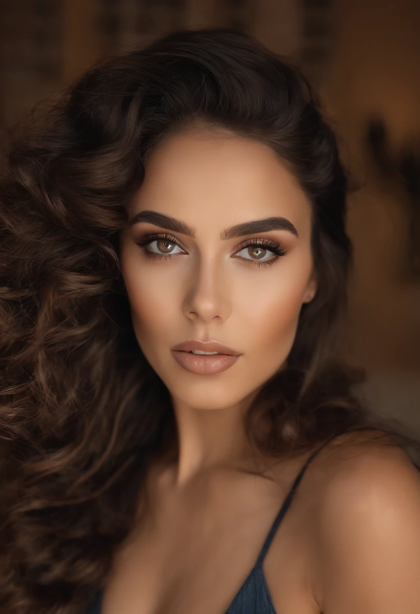 Arafed Hispanic Woman Totally , Menina casual com olhos castanhos, ultra realistic, meticulosamente detalhado, Retrato Sophie Mudd, cabelos castanhos e olhos grandes, selfie de uma jovem mulher, Olhos do quarto, Violeta Myers, sem maquiagem, maquiagem natural, Looking directly at the camera, Rosto com ArtGram, maquiagem sutil, impressionante tiro de corpo inteiro ajoelhado na cama, no quarto, medium to large bust
