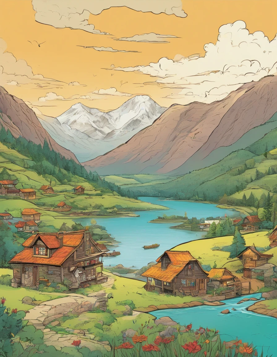 A beautiful piece of land,There are mountains,There are waters,There are idyllic areas,There are farmhouses