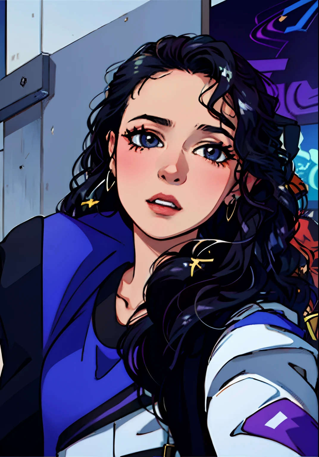There's a woman with long curly hair taking a selfie, foto de perfil, imagem de perfil, 19-year-old girl, Mulher de 30 anos de Cuba, Gata linda, em torno de 1 9 anos, imagem vazada, 18 anos, sem maquiagem cabelo ondulado, Valentina Embaralhamento, 1 8 I