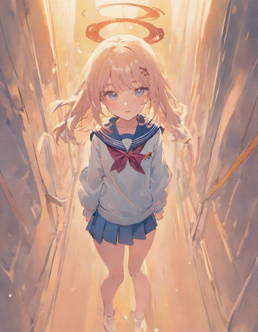 Pale pastel colors Girl in a sailor suit Smooth hair with long hair