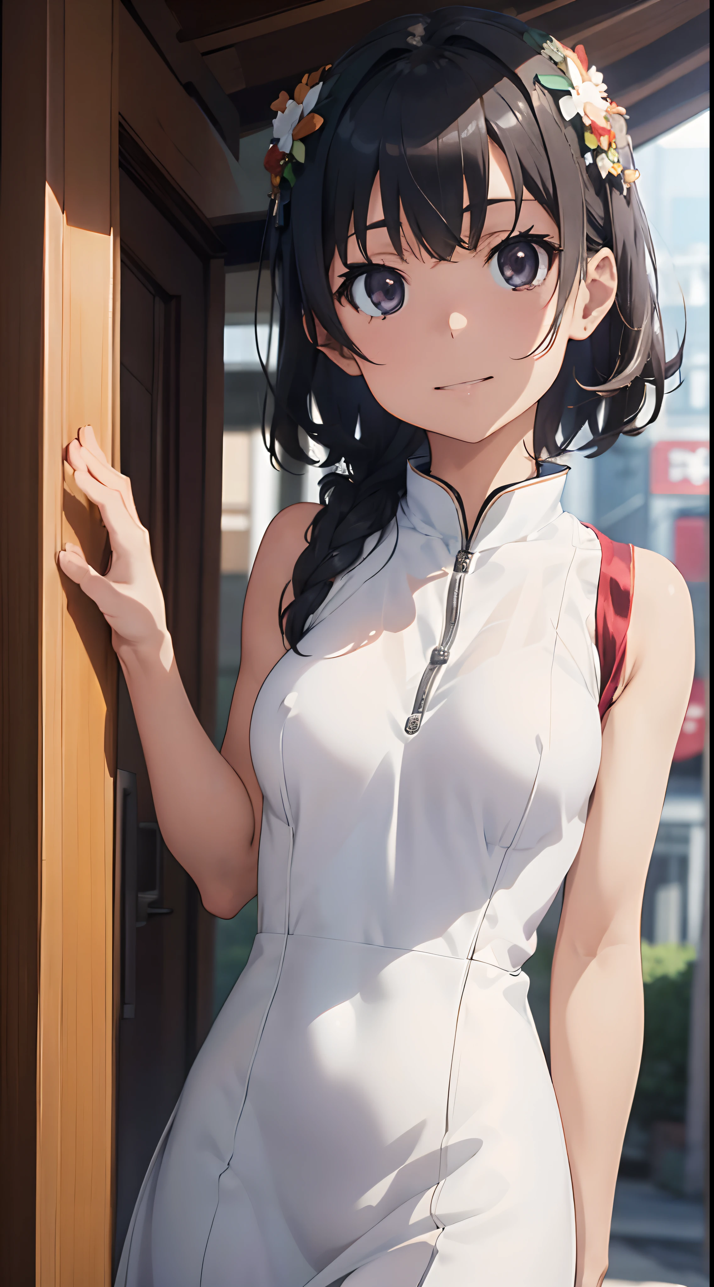 1The girls、shirts、preated skirt、Bob Hair Style、smile on face、delightful!、enmaided、Chromo-white skin、Beautiful eyes、(small tits)、throb、Wimbledon、(Wearing white tennis wear)、Bright lighting、Vents、the sun、Various hair colors、