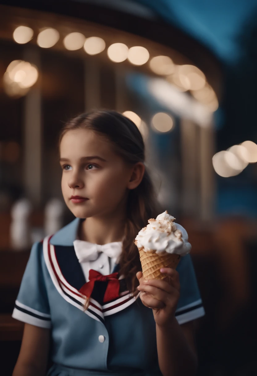 Girl in a sailor suit　Eating soft-serve ice cream　Mare