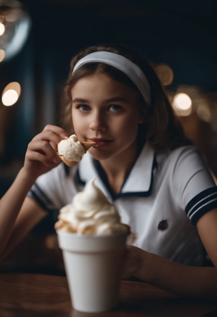 Girl in a sailor suit Eating soft-serve ice cream Mare