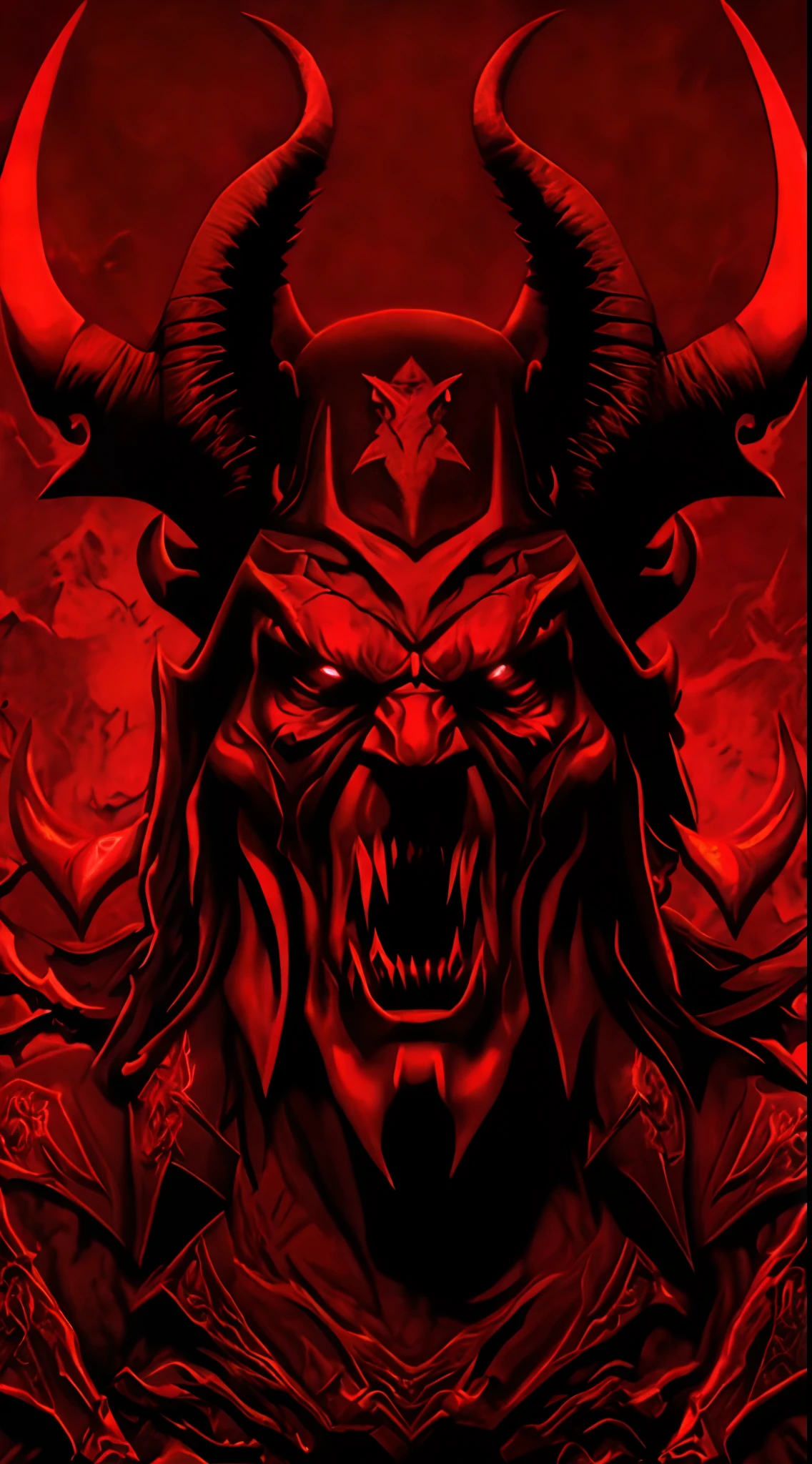 a close up of a red background with a demon head, ron desantis as satan, doom hell theme, red horns, fat ripped satanic creature, demon horn, demon horns, satan in hell, scary horrifying satanic rituals, rupert murdoch as the devil, diablo 4 lilith, doom demon, horns and red eyes, diablo 4, satanic body, satanic