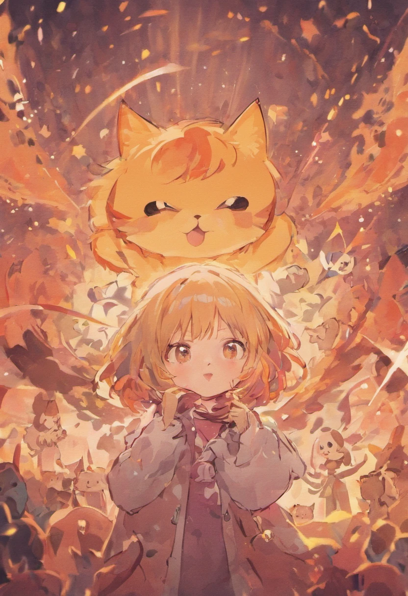 a cute little cat、Loose illustration、without background