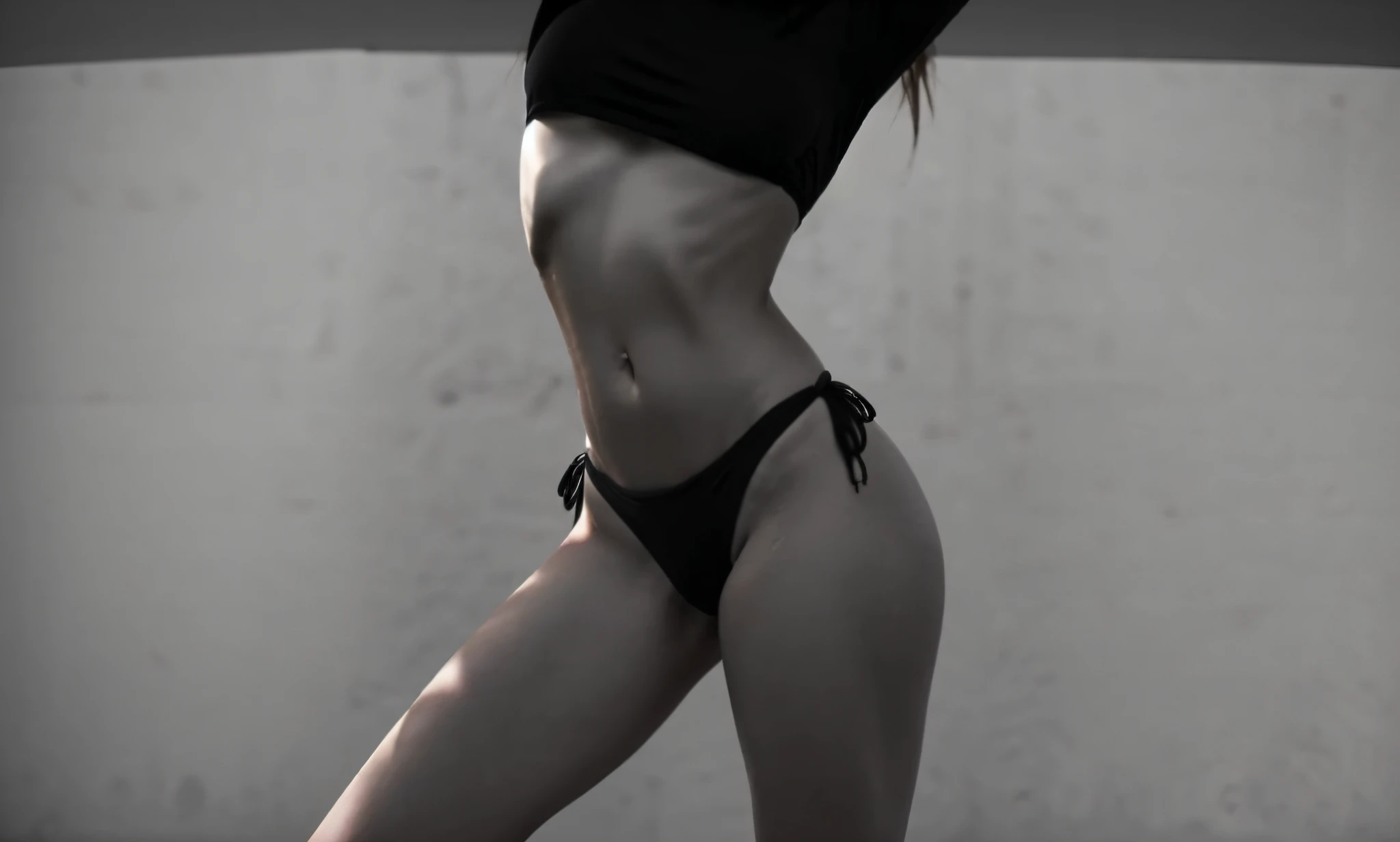 a close up of a woman in a black bikini posing, sexy body, sultry body with sexy belly, smooth in _ the background, photorealistic perfect body, perfect body, accentuated hips, realistic shaded perfect body, supermodel body, attractive body, perfect female body silhouette, perfectly shaded body, style of beautiful body, model with attractive body, smooth body features