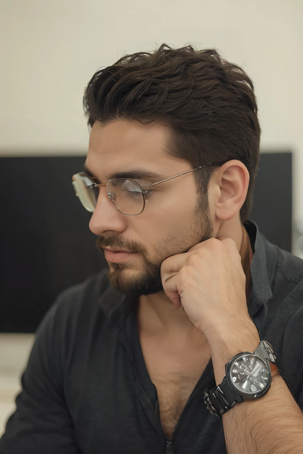 Stuble beard with muscular body