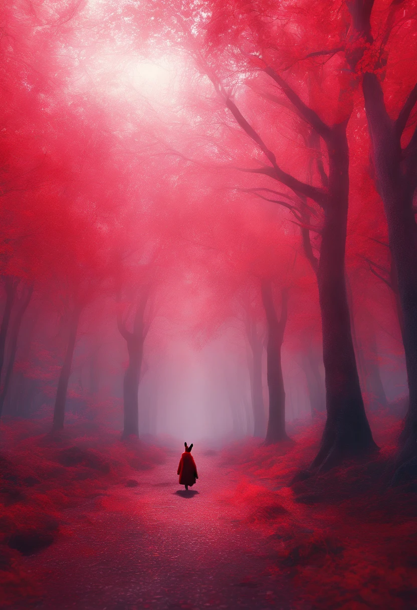(Photo of an adventurous rabbit wearing reading glasses),I have a lot of old books on my back,Stand on a dark forest trail, (Rabbit with reading glasses:1.37) ,Wearing Tang Dynasty costumes, sandals, reading glasses, Ancient lanterns,
(Curious expressions of exploration: 1.37), (Exaggerated expression), Cartoon characters, 4D, Fox, Centered, Three-point system, Add a little background: Autumn Leaf Forest Trail Red Forest, autumn forest, Red light fog, In a red dream, really beautiful forest, Beautiful forest, Beautiful hazy wood, Red shade spray, Breathable and beautiful trees, breath-taking beautiful trees, red fog, beautiful forests and trees, Bright but dark red, red trees, 3D rendering of {{Masterpiece}}, {{Best quality}}, {super detailing}, {{illustration}}}, concept art of character, Game scene graphics, Clear facial features, Close-up photos, Photography, postapocalyptic, Masterpieces, archviz/influencer, Background, corona rendered, Octane rendering, V-rays, High detail texture, Ultra high quality, Super high resolution, popular on artstation, surrealism, surrealism, k hd, 8K axis shift, Long projection, Split Lighting