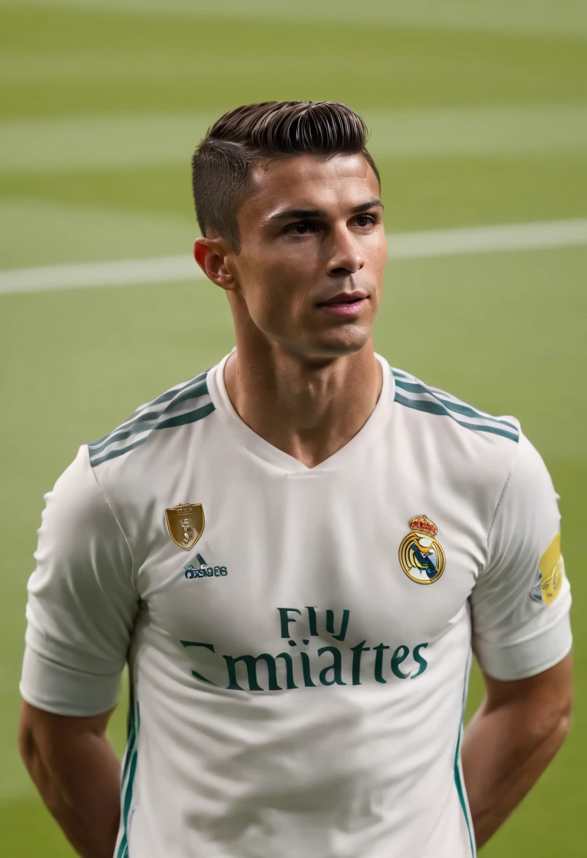 cristiano ronaldo,terno real madrid,(Estilo Pixar) (master part:1.2) (Bokeh) (best quality) (pele detalhada) (textura detalhada) (8k) (argila) (Cinematic lighting) (foco nítido)