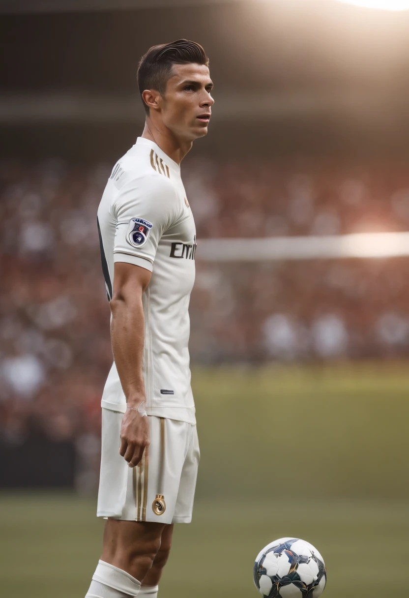 cristiano ronaldo,terno real madrid，(Estilo Pixar) (master part:1.2) (Bokeh) (best quality) (pele detalhada) (textura detalhada) (8k) (argila) (Cinematic lighting) (foco nítido）