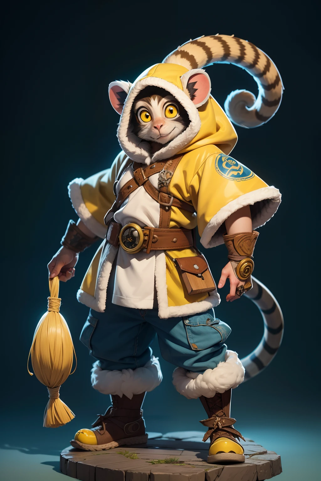 Monkey Shaman, by Katsuya Terada, hard disk, Manga, Show Avatar,Shaman lemur, Katsuya Terada STYLE, pokemon style, lemur, Yellow Eye, shaman, Snakeskin Armor, scales,lemur,  Yellow eyes, Muppets, It features a simple, klara, chubby, , Manga, Contrasty, Full Body Dynamic Posse, gear, goggles, hoods, by Katsuya Terada, clean, compact, It features a simple