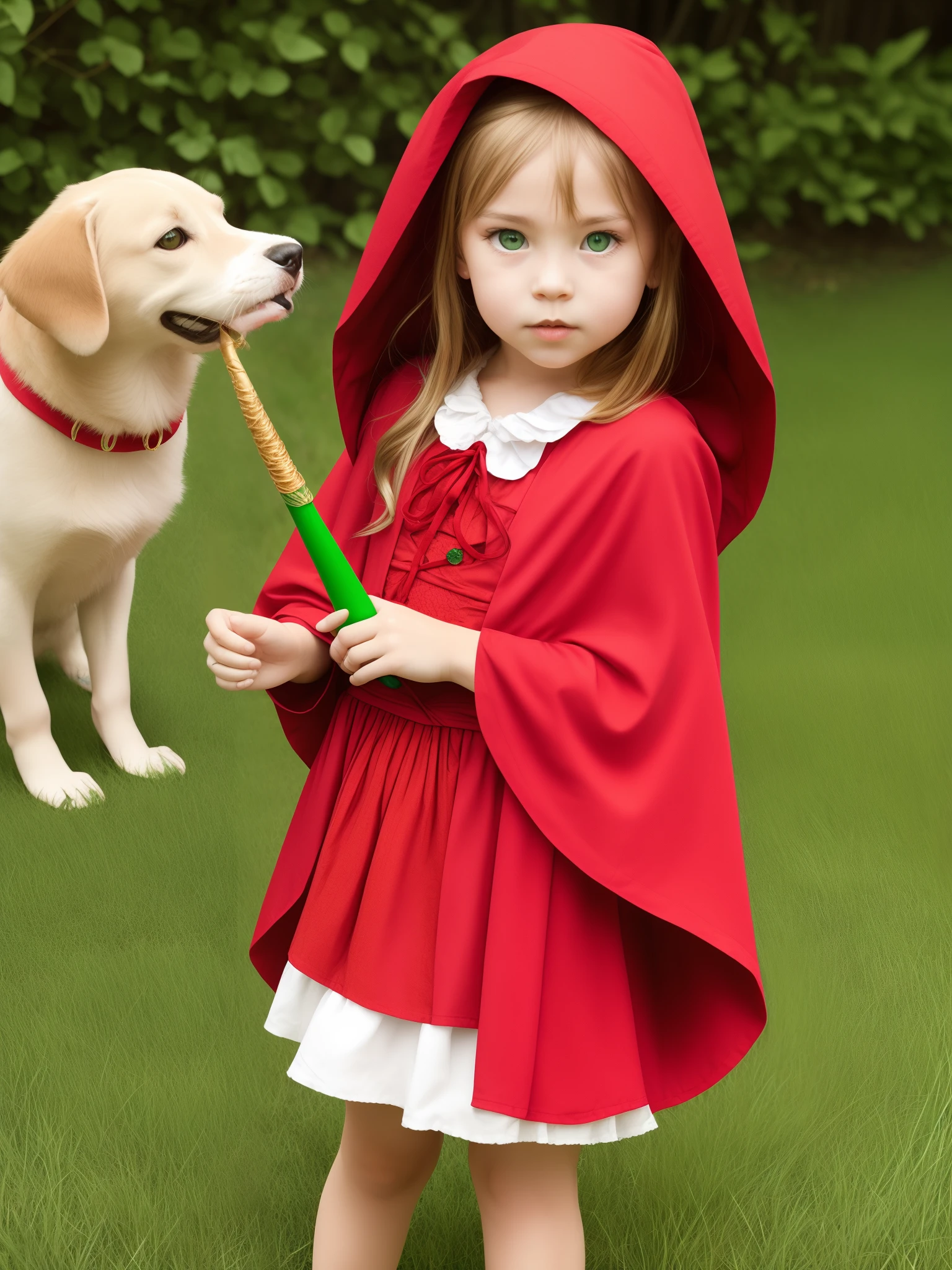 Blonde-eyed Green Wave Little Red Riding Hood Flute Tamer