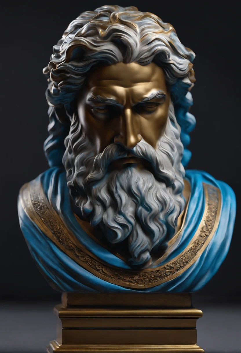 Zeus sovereign of other Greek gods
which is the Greek historical status with
Hercules profile muscles
Cinematic 8k and dark background