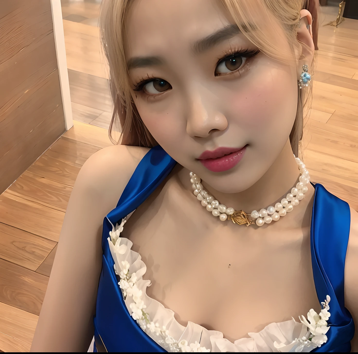 Asian woman wearing a blue dress and a pearl necklace, Parque Roseanne de Blackpink, Lalisa Manobal, Sun Yunjoo, Lalisa Manoban de Blackpink, Jaeyeon Nam, Heonhwa Choe, tzuyu de dos veces, Chica coreana, Jinyoung Shin, Hermosa mujer surcoreana, Jossi de Blackpink, Hermosa Delphine