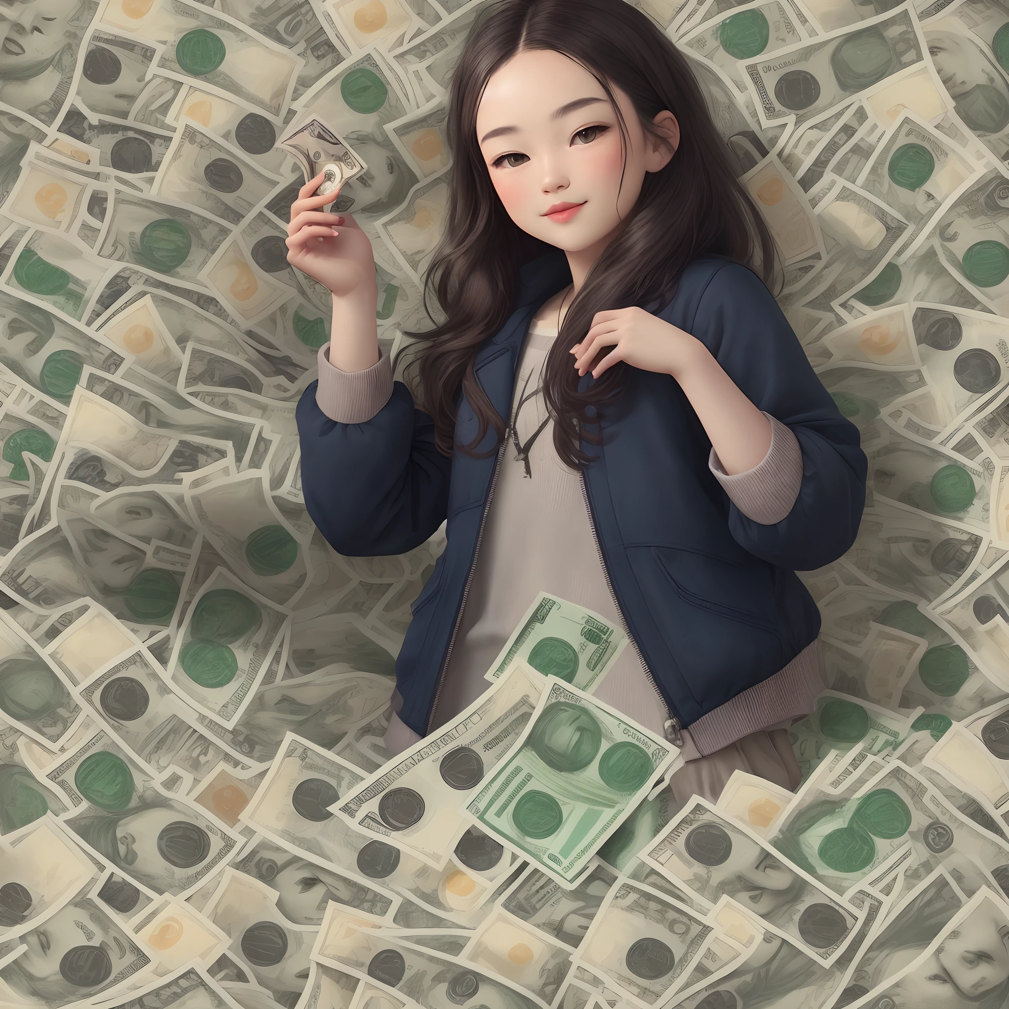 P emoji with money as background