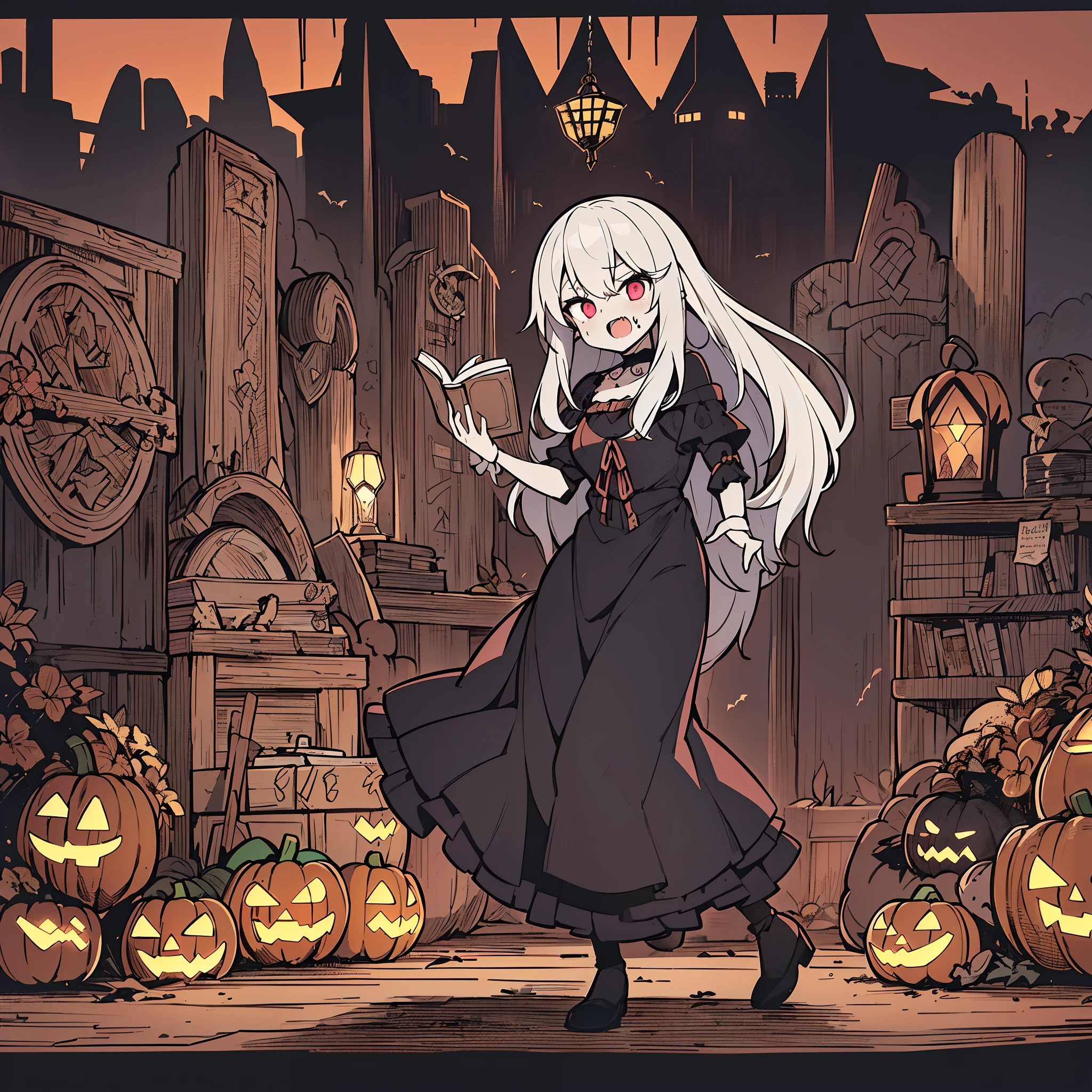 ｛{full body Esbian}｝,Kawaii Girl,kawaii,ultra-detailliert,｛{Andet}},{{Skelets,{{Archaic costumes of the Middle Ages},{(philosopher}},{{disheveled hair,Longhaire}},{{Old books dance},{{read a book}},{{Historical linguis}},{{Darkness Falls,Crazy face}},zombie,graveyard,Halloween,🎃,Jack-o'-lantern,Horror,the bats,Fashionable,Pop,halloween night,