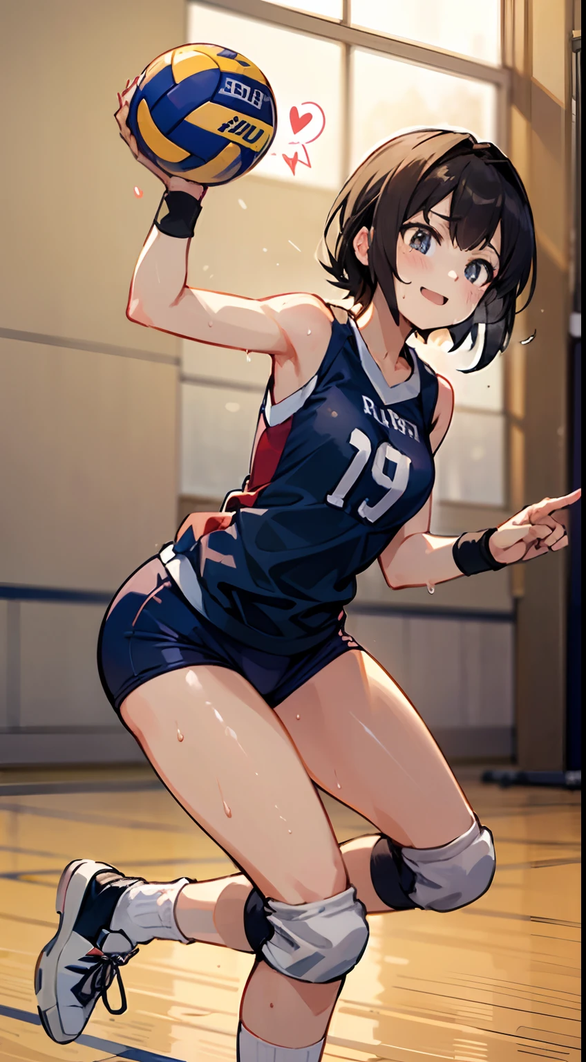 woman,25 years old,brown hair,White and blue silk basketball uniform,short hair,blue eyes,Mansuji, laughter,,I can see my underwear,Full body Esbian, (close shot, highest quality, High resolution, 4k, detailed lighting, shader, NSFW), smile, ( blush:1.2),spread your legs wide open,((( on the thighs)))(wet with water)