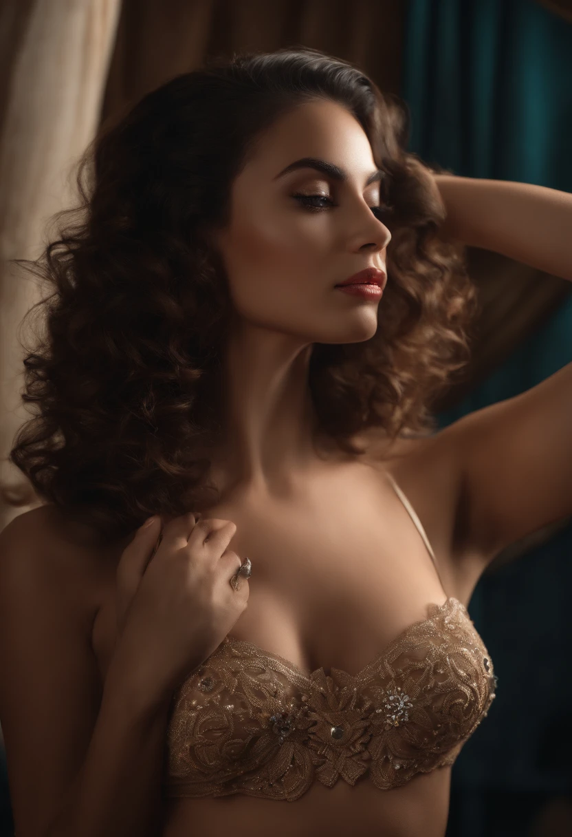 best quality, master part, high resolution, 1girl, Hair accessories, colar, jewelries, cara bonita, no corpo, without clothes, Realistic, shadow studio, Rim lighting,Novo, boobs em destaque, dual-tone lighting, (Skins de Alto Detalhe: 1.2), 8k UHD, DSLR, luz suave, alta qualidade, Volume de Luz, Tiroteio furtivo, fotografia, high resolution, 4k, 8k, desfoque de fundo, super sexy