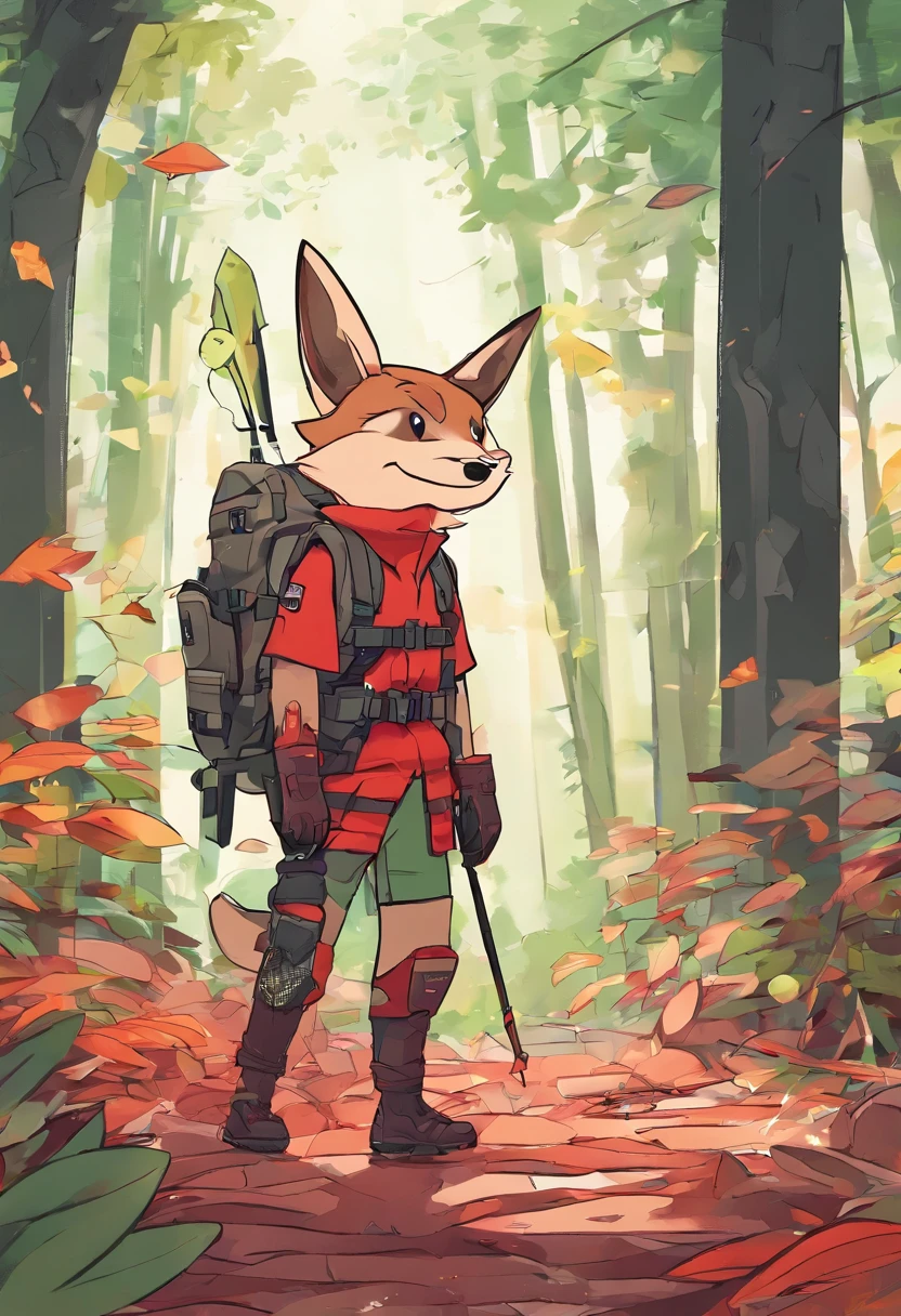 (One looks at the map and hikes through the forest),
(holding a map:1.37),hairy, Big green bright eyes,, The rabbit wears a stylish green adventure outfit,green shorts, Wear red hiking boots on your feet, cute ears, (Green camping hat, Carry a green backpack with you, trowels, camping equipment, compass,)
(Curious to explore expressions:1.37), Exaggerated,Cartoon, 4D, Fox,at centre,Three-point system
Add a little background: Autumn Leaf Forest Trail Red Forest, autumn forest, red illuminating fog, In a red dream, really beautiful forest, Beautiful forest, Beautiful hazy wood, Red shade spray, Breathable and beautiful trees, breath-taking beautiful trees, red fog, beautiful forests and trees, Bright but dark red, red trees, a 3D render
{{Masterpiece}}, {{{Best quality}}}, {{Ultra-detailed}}, {{{illustration}}},concept art of character,Game scene graph,Clear facial features,close up photograph,Photography,postapocalyptic,Masterpiece,archviz/building rendering,rendering,corona rendered,rendering by octane,v-ray,High detail,hyper qualit,high resolution,trending on artstationh,hyper photorealism,surrealism,k hd,8K tilt shift,Long shot,Split Lighting,