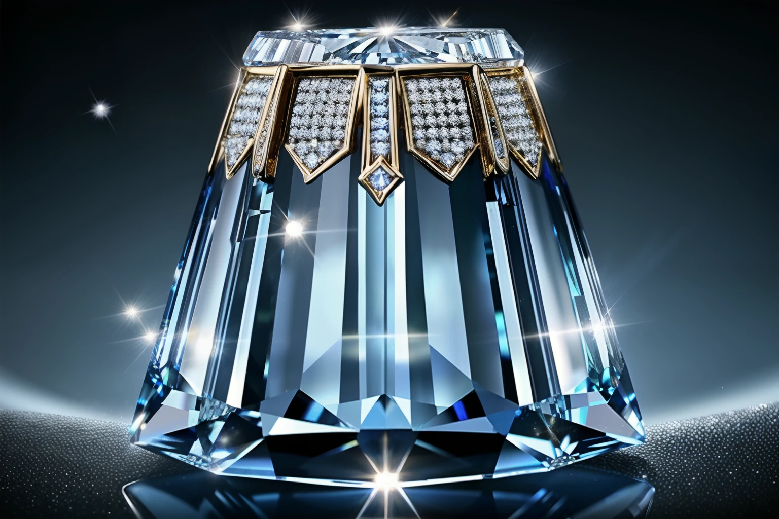 (best quality,highres),(realistic:1.37),(diamond:1.1),(extremely detailed),(blue gold diamond),shimmering reflection,sparkling facets,precious gemstone,rare and valuable,brilliant cut,exquisite craftsmanship,luxurious and elegant,unique and sophisticated,crystal clear,lustrous shine,iridescent colors,flawless clarity,gleaming brilliance,exquisite beauty,majestic piece of jewelry