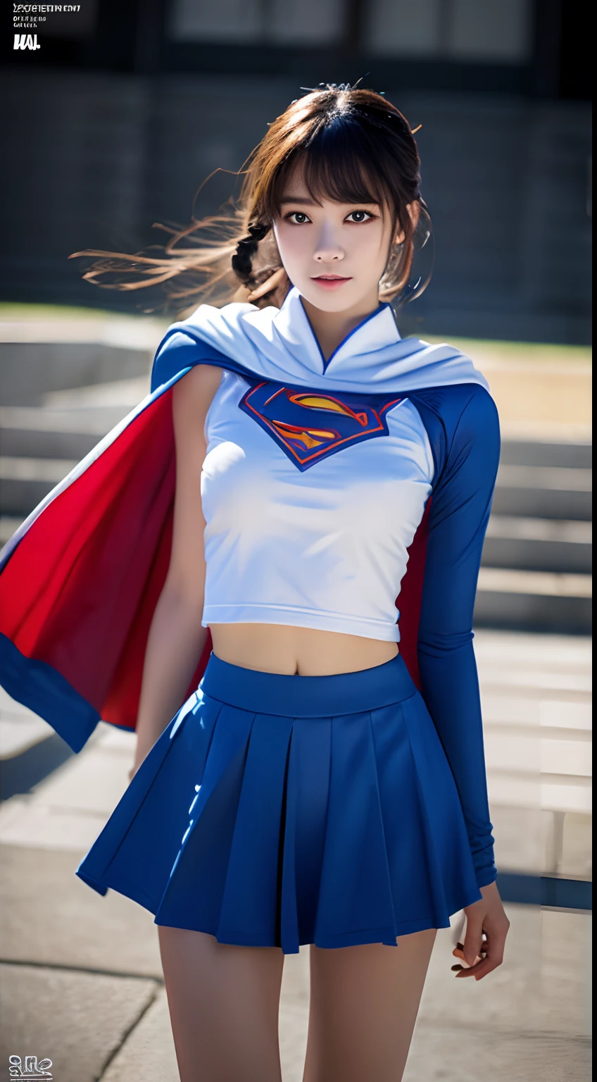 Beautiful mature Vietnamese college girl、Supergirl Costumes、Outside Track Field、((Slimed、小柄))、Photorealsitic、a picture、​masterpiece、reallistic、真实感、photorealisim、High contrast、Photorealistic Art Station Trending Digital Art 8k HD High Definition and Detailed Realistic, detaileds, Skin Texture, ultra-detailliert, realistic skin textures, armature, top-quality, 超A high resolution, (Photorealsitic:1.4),, hight resolution, detaileds, Raw foto, Sharp Re, Nikon D850 Film Stock Photo by Lee Jefferies 4 Kodak Portra 400 Camera F1.6 lenses rich colors hyper realistic lifelike textures dramatic lighting unreal engine artstation trends synestil 800,