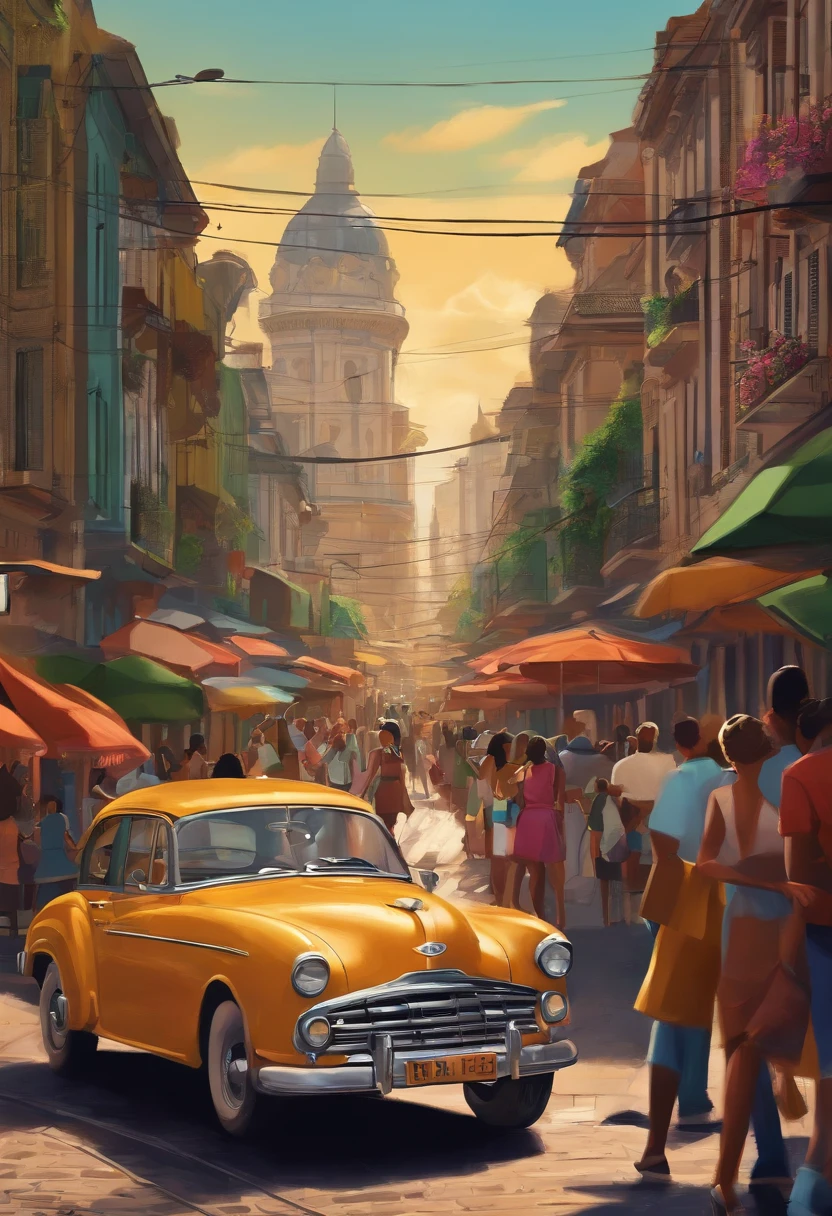 March 25th Street, São Paulo, Disney Movie Style Illustration