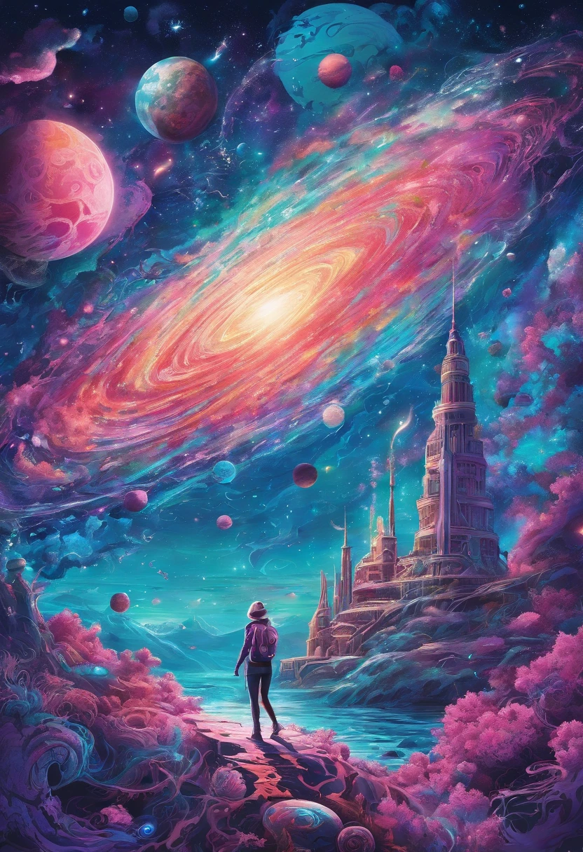 "(Best quality,A high resolution,Masterpiece:1.2),Vivid colors,Ultra-detailed,Flying jellyfish and whales in space,view of the cosmos,Colorful nebula,glittering stars,Fragile beauty,Otherworldly creatures,Ethereal atmosphere,Engaging anti-gravity scenes,Alien sea creatures,Swim gracefully in zero gravity,fantastic composition,Surreal celestial ballet,atranslucentbody,Bioluminescent traces,Illuminate the dark abyss,awe-inspiring spectacle,Turquoise tones,Indigo and violet,Interstellar exploration,Pulsating energy,cohabiting peacefully,Harmony in the universe" Pink theme, pink gradient