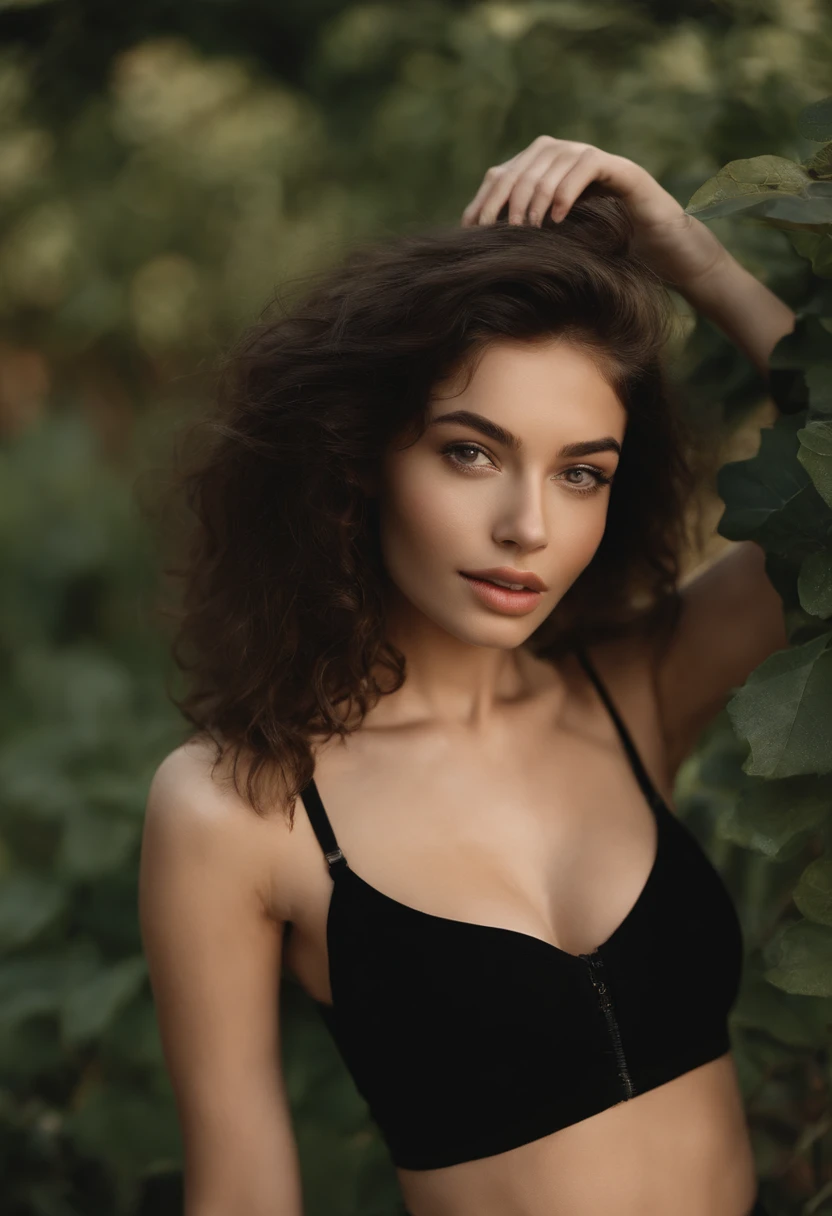 Russian woman in black bra top posing for photo, 30 years, sexy face, jaw dropping beauty, portrait sophie mudd, 21 old years, she is wearing a black tank top, jaw dropping beauty, 2 2 years old, Sexual gas, 1 6 years old, looking hot, sexy look at the camera, cleavage