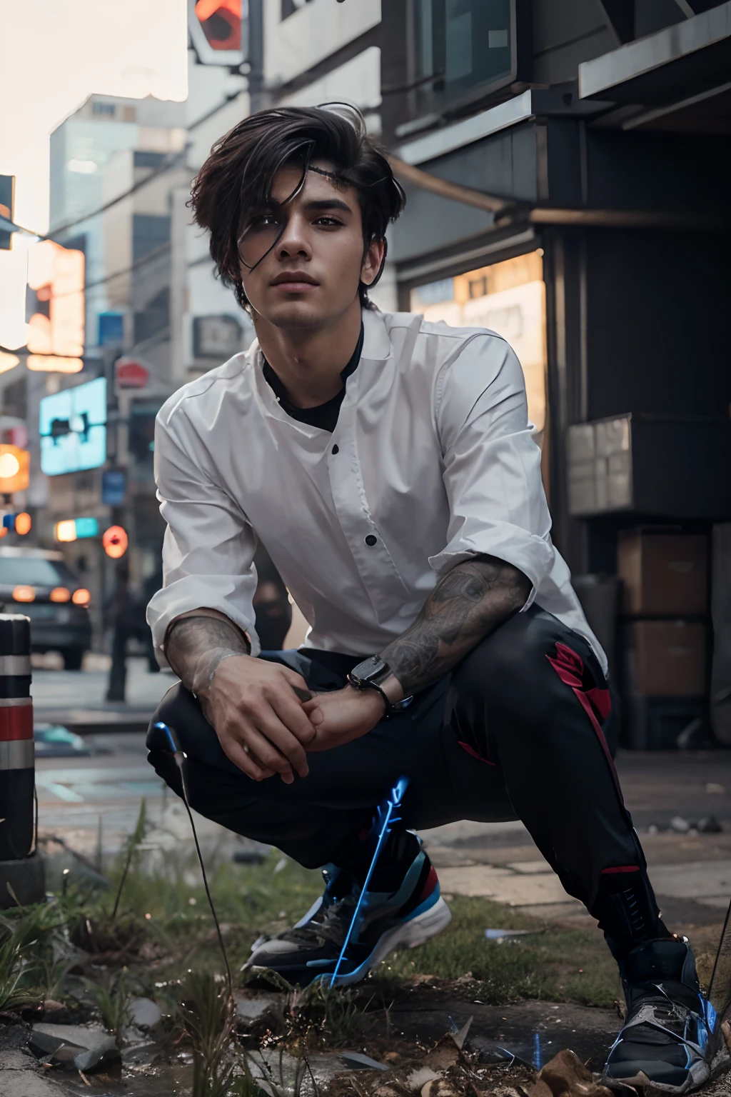 Change background cyberpunk handsome boy,realistic face 8k, ulta realistic