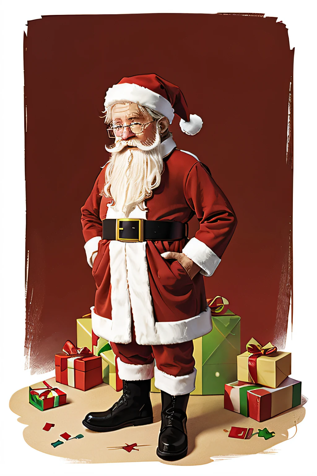 Illustration for a children's book about a kind Santa Claus