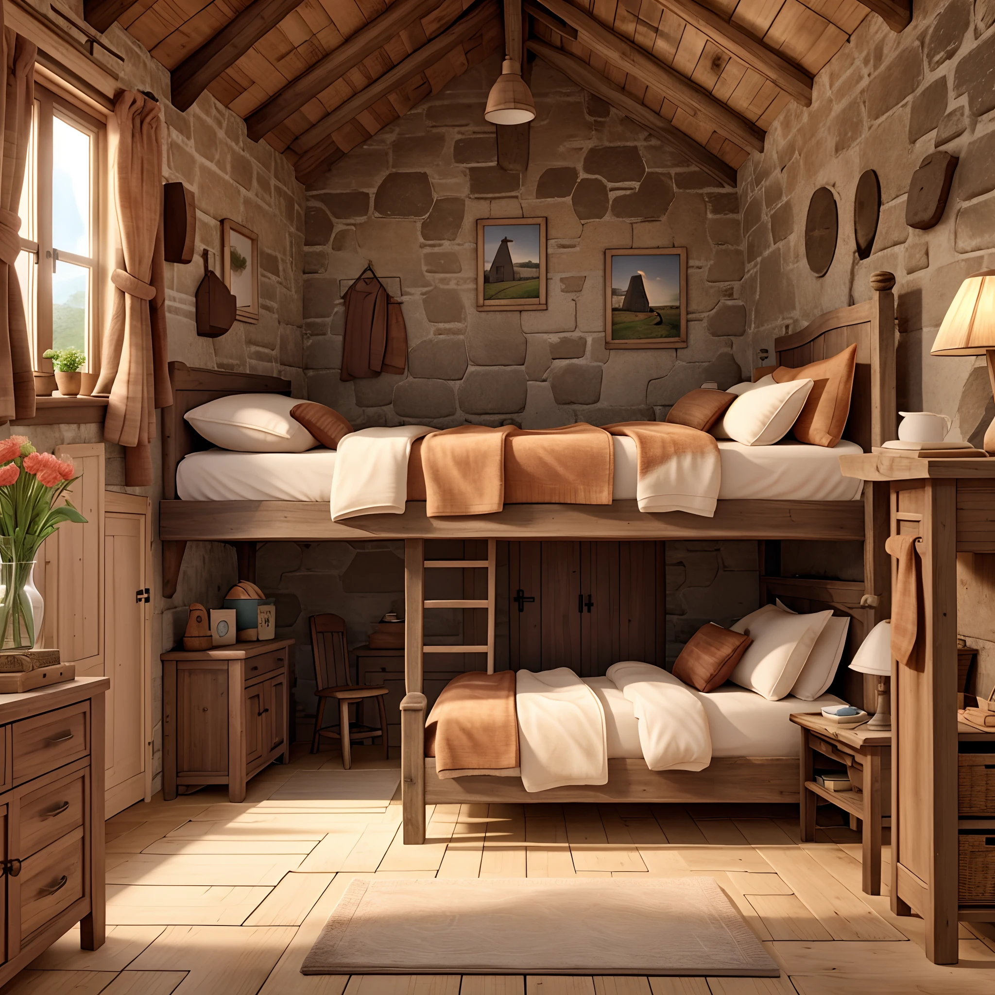 A rustic cottage in the flat one-bedroom countryside