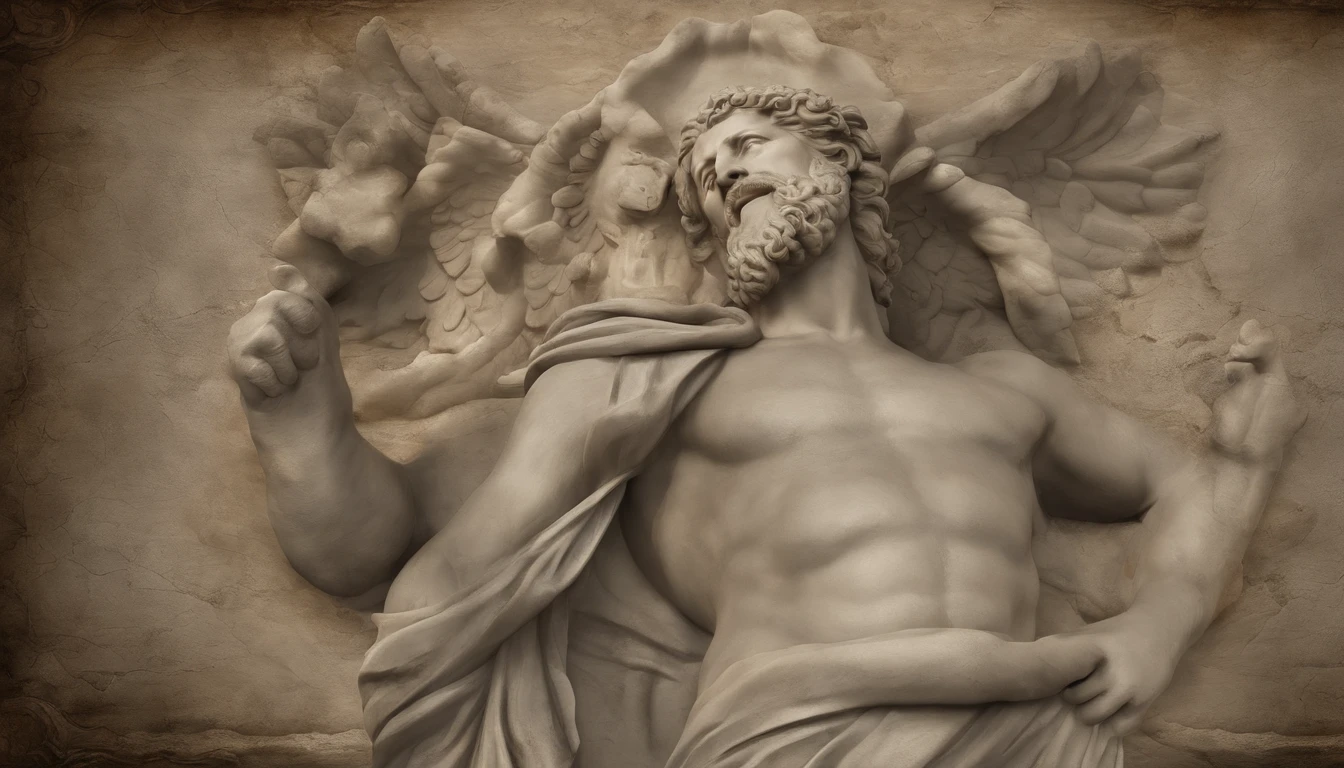Statue of Greek philosophy with beard and muscles, cinemactic, 8k, fundo escuro, Detailed symmetrical realistic face, textura natural extremamente detalhada, peach fluff, short hair, master part, Absurdo, foto premiada por lee jeffries, Nikon Film Stock D850 Fotografia, kodak portra 400 camera f1.6 lentes, extremamente detalhado, Amazing, detalhes finos, cores ricas, textura hiper realista, dramatic lighting, UnrealEngine, trending on ArtStation, cinestill 800 tungsten, Olhando para o Viewer, Realistic photo, Foto RAW , TanvirTamim, alta qualidade, high resolution, foco nítido, extremamente detalhado, Cinematic lighting, 8k UHD,