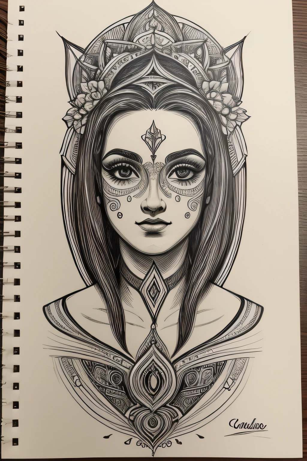 uma freira com uma cruz na testa, contorno de tinta, outline sketch, contornos escuros,, tatuagens, illustration black outlining,  como uma freira triste, Arte de linha intensa, melhor qualidade, realista, realista, Award-Winning Illustration, (rosto altamente detalhado e textura da pele), (corpo inteiro), (detalhe complicado: 1.2), (detalhe fino), (detalhe complicado), (cinematic lights, luz de fundo de melhor qualidade), lines sharp, foco nítido, Arte Oficial, unidade 8k papel de parede , Absurdo, inacreditavelmente absurdo, tamanho de arquivo enorme, Garota nua ultra- , Arte de Fantasia, RTX,((Foto de encerramento-up by award-winning studio)), , (cale a boca), , perfect hands, lindos olhos detalhados, rosto perfeito